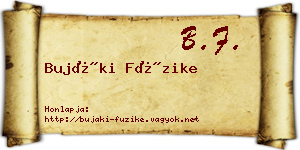 Bujáki Füzike névjegykártya